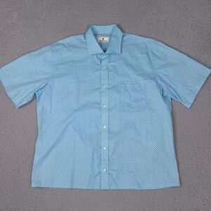 Southern Pines Shirt Mens XL‎ Blue Plaid Button Up Short Sleeve Geometric Cotton